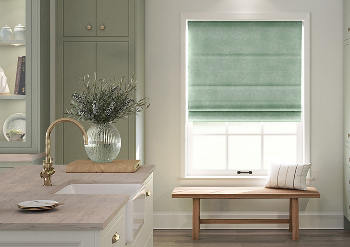 Florence Faux Suede, Light Jade - Motorised Roman Blind - Image 3